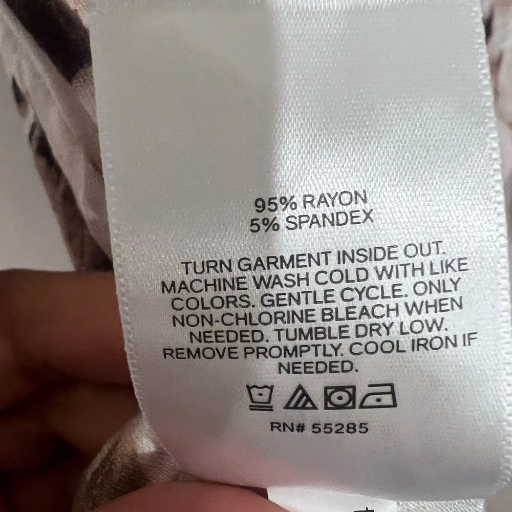 Express Beige and Brown Patterned Long Sleeve Top - Picture 7 of 7